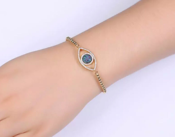 Callista Evil Eye Adjustable Chain Beaded Bracelet