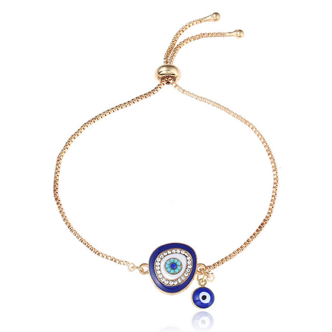 Sara Evil Eye Adjustable Slide Charm Bracelet