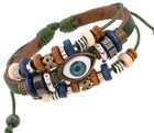 Eranthis Retro Beaded Leather Evil Eye Bracelet