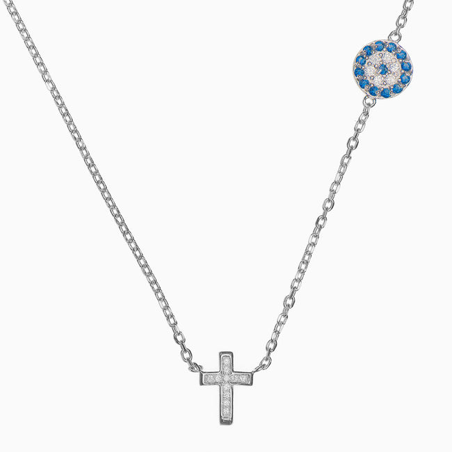 Cleo Sterling Silver Cross Necklace - Evil Eye Collective